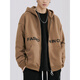 MuQIU MuQIU American cardigan sweater men's spring and autumn hooded loose zipper autumn and winter plus velvet thickened casual jacket 12006 brown S (weight 90-115 Jin [Jin equals 0.5 kg])