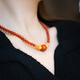 Yan's natural Sichuan material, full color and full flesh, Nanhong necklace, transfer bead clavicle chain, good luck in the year of birth, persimmon red sweater chain, Nanhong necklace, chain length 45cm