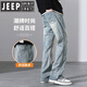 JEEP SPIRIT美式微喇加绒牛仔裤男士秋冬季加厚2024新款痞帅宽松直筒男生裤子 9901怀旧蓝 L 【130-145斤】