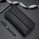 Sieben Wolf -Männer Langes Geldbörse echter Leder 3 -fach Straight Wallet Pure Head Layer Cowhide Gürtel Schnalle Ticket Clip Weiches Leder Mehrfachkartenschlitz schwarz