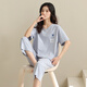 
MEIJILAI pajamas women's spring and summer pure cotton short-sleeved cropped pants cotton summer thin women's home clothing large size set 681 L (height 160-165 weight 100-120)