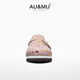 Au/Mu Spring и Summer Baotou Birkenstock Shoes Женская пробка с толстыми мультипликационными граффити