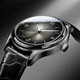 Borman (Borman) Deutsch zertifiziert ultra-dünne Uhr Herren Vollautomatische mechanische Uhren-Waterfeste europäischer, amerikanischer, schweizerischer Uhr 3878 Silberschale grau Oberfläche Schwarz Leder
