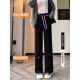 Pantalones de caída de algodón con patas de caída ancha para mujeres en otoño e invierno Nuevos pantalones casuales sueltos para mujeres pantalones de cintura alta 9767 gris oscuro [peluche de alta calidad] 23.5 m 95jin [Jin equivale a 0.5 kg] -115Jin [Jin equivale a 0.5 kg]