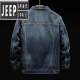 JEEP SPIRIT春秋牛仔外套男宽松大码加肥加大码牛仔上衣春季胖子休闲夹克 9918深蓝色 M