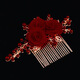 Rongxia toast attire bridal hair comb headdress crystal white flower imitation pearl handmade red hair plug wedding comb accessories red hair comb