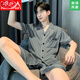浪莎2025新款网红短袖冰丝男士睡衣夏季天青少年学生冰丝家居服套装 冰丝男G723 L (建议身高170左右，体重100-1