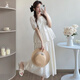 Langyin Maternity Summer Vestido 2025 Nuevo suelto de dos piezas Nuevo estilo chino Cubierta de abarrote blanca Vestido de albaricoque de verano L sugiere 115-130Jin [Jin iguala 0.5 kg]