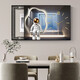 
Chengzi Light luxury electric meter box decoration painting with clock distribution box cover without holes Modern simple hanging painting Astronaut clock K11968 60*45cm (block 50*35) black frame with cover