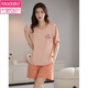 Modal pajamas for women summer pure cotton shorts shorts thin sweet and cute solid color casual cotton women's home clothing set 9855 M