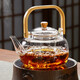 Wanjiaquan high borosilicate glass teapot tea set large capacity filtered teapot electric ceramic stove around the stove for tea making outdoor kettle bamboo wooden beam kettle 1000ML teapot