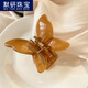 【默研】网红超仙蝴蝶发夹女后脑勺发抓夹水晶鲨鱼夹子2022年新款发卡发饰520情人节礼物 9711C牛油果色