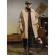 Trendy and shared American retro windbreaker jacket men's medium-length 2024 new British yuppie men's loose casual cotton coat Khaki XL recommended 150-170 Jin Jin is equal to 0.5 kg