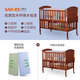Clcey Small Master Crib Multifunktionales massives Holz Kinderbett Cradle Baby Bett Neugeborene BB Bett Cradle und Erwachsene Bett Krippe + braune Matte + 4-teilige Set Little Fuchs Weiß