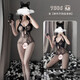 Femme sexy à ouverte ouverte SM étudiante en une seule pièce d'agent de bord JK Uniforme séduit Couple Sex Teasing Nurse Hat - Robe - T PANT