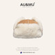 AU&MU sheepskin all-in-one hat, comfortable and warm accessories, Lei Feng hat for women, winter plus velvet, thickening, cycling ear protection, windproof, men's maroon, men's and women's, wool warm 2023 60-65cm