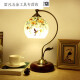 Gebuda Retro Solid Wood Chinese Table Lamp European Simple Living Room Study Bedroom Bedside Lamp American Romantic Classical Flower and Bird Style +D Bulb Button Switch
