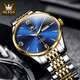 OLEVS Swiss certified brand watch men's mechanical watch fully automatic men's watch double calendar luminous waterproof high-end men's watch OLEVS-9928-steel belt blue
