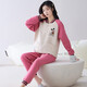芊之雅（QIANZHIYA）睡衣女生秋冬季加厚纯棉夹层长袖家居服加棉空气棉保暖薄夹棉套装 MFT-15276# 女M/160