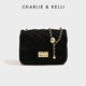 CHARLIE&KELLI brand CK light luxury bag women's bag shoulder bag women's crossbody bag rhombus small square bag Chinese Valentine's Day gift black Jingcang Suda gift bag packaging