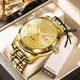MOVIMIENTO AUTOMÁTICO QUARZ MENSURA Men's Gold Doble Calendario Doble Calendario Luminoso Moda de cuarzo de alta gama Moda 838 Ajuste de batería de caja dorada completa