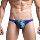 Net will men's underwear ice silk thong sexy print breathable low waist three-dimensional space t-pants thong for men yellow leopard 1 pair M