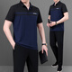 Jetlps dad summer ice silk short sleeve suit new middle-aged and elderly sports suit men's summer quick-drying casual clothes thin 846 dark green XXL [recommended 140-160Jin [Jin equals 0.5 kg]]