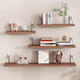 Nifeng wall storage rack without punching holes for bedroom bedside dormitory wall wall hanging bookshelf wooden one-word partition storage shelf solid wood color 40*15 free sticky hooks/seamless nails