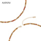 AJIDOU Ajidou necklace women's simple retro quartzite jade beaded clavicle chain trendy commuting versatile gift for girlfriend dark brown