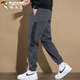 Pantalones de carpintero (Tucano) Men sueltos Pantos de pies escondidos Men primavera y verano Hombres de estilo coreano Trabajo de moda Men Gray XL