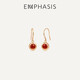 Chow Sang Sang's brand EMPHASIS series 18K gold carnelian earrings 91238E
