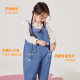 Dudujia girls overalls spring children's trousers spring baby retro fashion pants children's clothing baby clothes wp denim blue 90