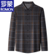罗蒙（ROMON）加厚款羊绒衬衫长袖男中年爸爸装秋冬季加绒保暖衬衣格子 BY872款麻灰【加绒加厚】 175/XL