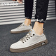 CVOJOO men's shoes business casual leather shoes light and comfortable classic sneakers autumn breathable shoes for men Y2092 beige 41
