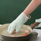 Home kitchen silicone anti-scalding thickened heat insulation gloves baking tray high temperature oven microwave oven special gloves spruce green five-finger large one