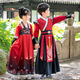 微爱的小松鼠汉服男童 2025新款儿童古风唐装男孩国学演出服夏季6198 知遇-红色 110 cm