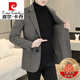 皮尔卡丹（pierre cardin）鹅绒服西装男士羊毛绒外套双面大衣休闲羊毛西服秋冬季加厚 黑色(纯羊毛+鹅绒) XL 135-150斤