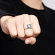 Yuan Shengfu's new PT950 square imitation diamond platinum ring, fashionable men's platinum ring, adjustable promotion, 13.23 grams