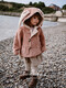 LELE JOVE Nordic style children's suede coat autumn and winter lamb wool cotton clothing baby boys and girls hooded short coat walnut brown 90