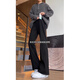 Poum American High Street Jeans Straight Spring y Autumn Summer Style Summer Style Trendy Black Sci-Fiting Pants Versátiles DFFS-701 Black XL (el tamaño es pequeño, se recomienda elegir una talla más grande)