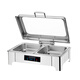 Vnash Buffet Insulation Stove Electric Heating Dinner Stove Stainless Steel Hotel Tableware Breakfast Stove Hydraulic Visual Buffy Stove Rectangular Double Compartment 13.5L Intelligent Touch Temperature Control