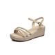 Rote Libelliefelhähne Sandalen für Frauen im Sommer Neue Ein-Strip-Frauenschuhe Schwamm Kuchen Dicke alleinige Temperament Mutter Sandalen WFK24141 Aprikosenfarbe 36