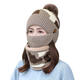 Karond Neues Produkt ältere Hüte für Frauen Herbst und Winter für Frauen Herbst und Winter koreanischer Stil Trendy plus Samt warme dreiteilige Set modische und vielseitige Winter-Ohrschutz-Strickhüte, braune, warme Drei-teilige Set [Hut ++ Schal]