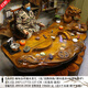 
Tea table with mouth-carved tree roots, golden silk nanmu root carving tea table, tea table, camphor wood special-shaped wood carving living room carving flowing water tea art table 38 J9855