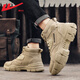 Huili Martin Boots Herrenschuhe High Top Winter Baumwollschuhe Retro -Arbeitsstiefel plus samt verdickte Schneewanderstiefel Freizeitschuhe Männer Khaki vier Jahreszeiten/0502 41