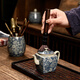 The Six Gentlemen of the Tea Ceremony in the Preface of the Craftsman, Ru Kiln Blue and White Tea Cylinder, Tea Spoon, Tea Clip, Tea Needle, Pot Keeper, and Pen, Household Tea Accessories Set, Clay Blue and White - The Six Gentlemen of the Tea Ceremony