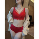 Admire Autumn and Summer Large Cup Bra Adjustable Secondary Breast Reduction Full Cup Underwear Big Breast Revealing Small Anti-Bumping Spots Large Size Underwear Women Big Red (Set) 34/75C
