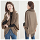 Sibaishe fur collar shawl 2025 new autumn clothing for women loose splicing temperament tassel top