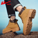 Warrior official Martin boots men's shoes spring and autumn outdoor hiking shoes retro work boots high top yellow boots men brown 40