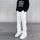 
Black box white American high street jeans men's autumn new work style ins loose slim micro-tender versatile straight trousers WKXS-K691 black XL